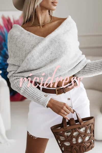 Warm in Two Ways Knit Off Shoulder Relaxed Poncho Sweater