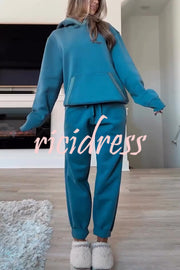 Tasman Braid Trim Kangaroo Pocket Hooded Sweatshirt and Elastic Waist Jogger Pants Set