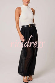 Autumn Avenue Chiffon See-Through Elastic Waist Aladdin Bloomers Pants