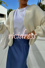 Solid Color Casual Long Sleeve Knitted Cardigan