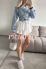 Fashion Lapel Long-sleeved Short Denim Jacket