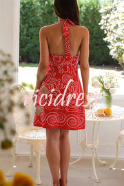 Chase The Sun Unique Print Sleeveless Open Back Holiday Mini Dress