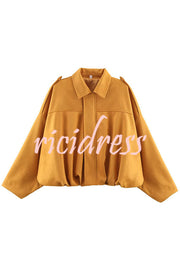 Fashion Lapel Long-sleeved Casual Bomber Jacket