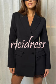 Pure and Beautiful Double-breasted Long Sleeve Lapel Blazer Mini Dress