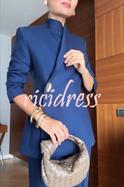 Exquisite and Fashionable Stand Lapel Neck Metal Button Long Sleeve Blazer
