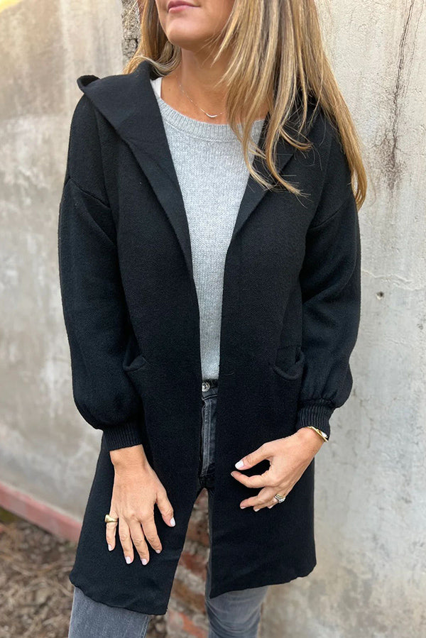 Solid Color Casual Hooded Long Sleeve Pocket Loose Jacket