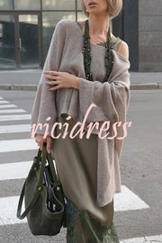 Warm Winter Knit Wide Neck Batwing Sleeve Loose Relaxed Sweater