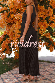 Charming One Shoulder Lace Up Cutout Pleated Maxi Dress