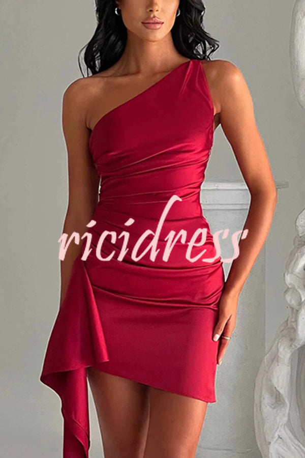 Sexy Slim Fit Backless One-shoulder Satin Mini Dress