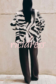 Breath of Freedom Animal Print Button Up Long Sleeve Lapel Loose Blazer