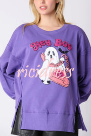 Halloween Cartoon Ghost Sequin Loose Casual Sweatshirt