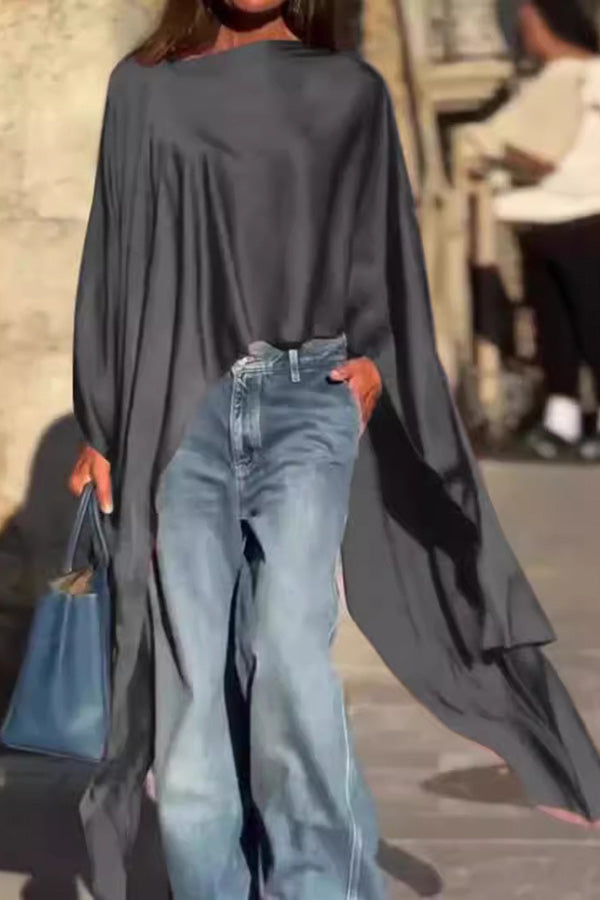 Solid Color Casual Irregular Loose Cape