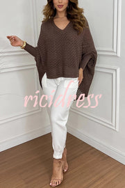 Fashion Hollow Long Sleeve Loose V-neck Knitted Sweater