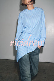 Meliora Striped Multi Position Scarf Long Sleeve H-line Shirt