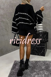 Meggie Contrast Striped Pullover Long Sleeve Sweater
