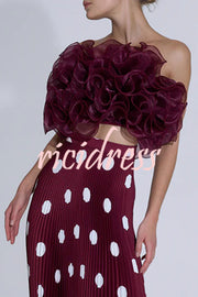 Eye-catching Organza Multi-layer Petal Ruffles Details Strapless Tank