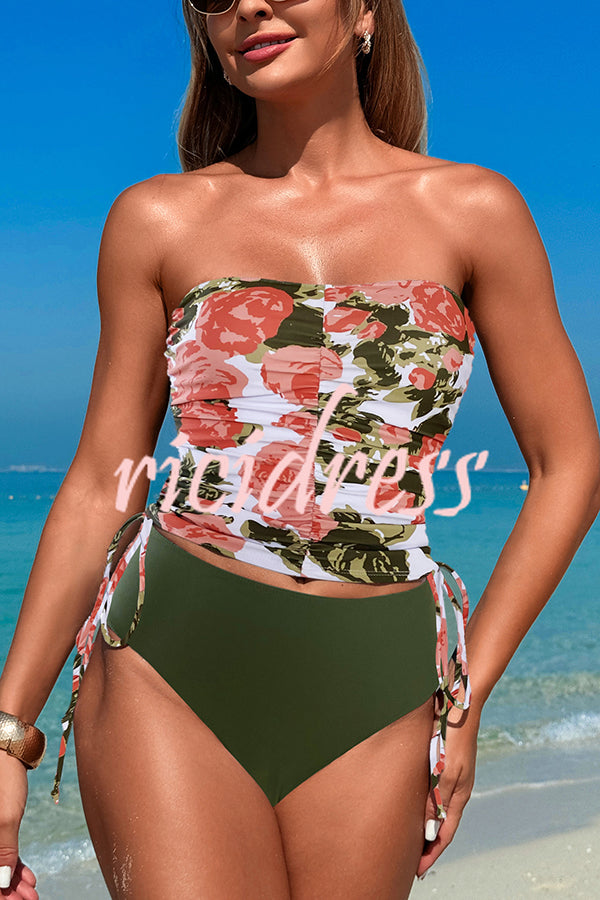 Unique Print High Waist Tie-Stretch Two-Piece Bikini Swimsuit