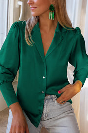 Sophistication Satin Long Sleeve Button Up Blouse
