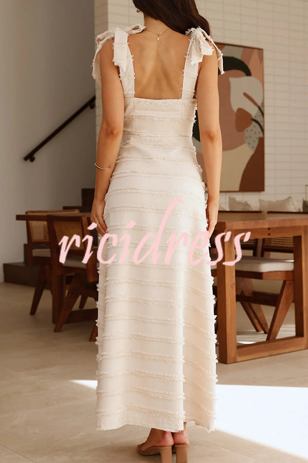 Solid Color V-neck Elegant Sling Lace Up Vacation Maxi Dress