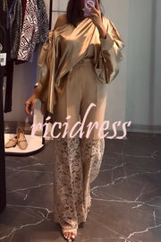 Chic Moment Floral Lace Patchwork High Rise Wide Leg Pants