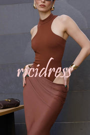 Sexy Sleeveless Slim Waist Hollow Out Maxi Dress