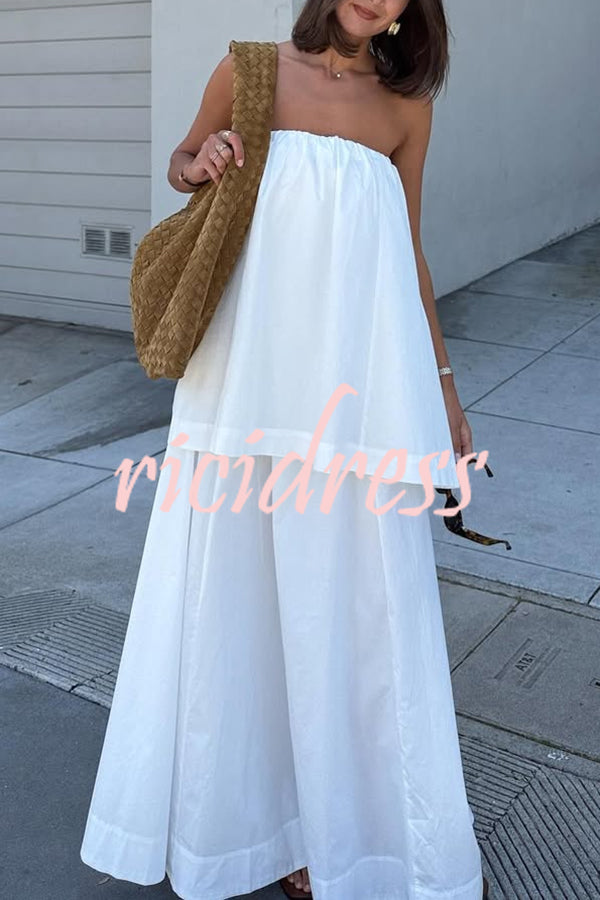 Hali Cotton Blend Elastic Bust Double Layered A-line Maxi Dress