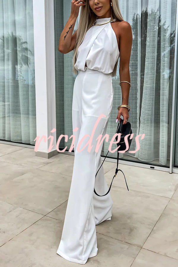 Fashionable Solid Color Sleeveless Hollow Slim Fit Jumpsuit