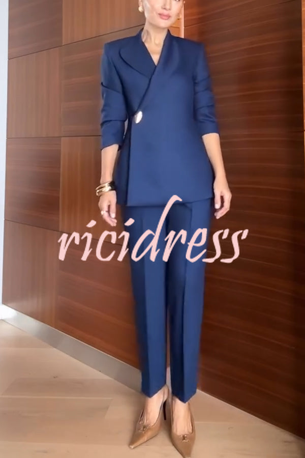 Exquisite and Fashionable Stand Lapel Neck Metal Button Long Sleeve Blazer