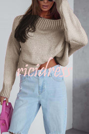 Solid Color Long-sleeved Round Neck Loose Knitted Sweater