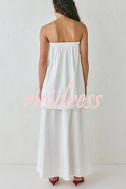 Hali Cotton Blend Elastic Bust Double Layered A-line Maxi Dress