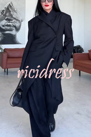 Urban Charm Shoulder Pads Asymmetrical Back Button Lapel Oversized Blazer