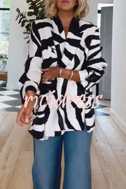 Breath of Freedom Animal Print Button Up Long Sleeve Lapel Loose Blazer