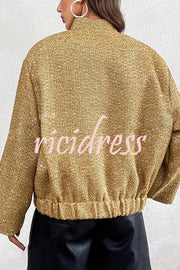 Fashion Sequin Long Sleeve Casual Pocket Loose Jacket