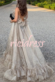 By The Sea Organza Ruffle High Low Hem Slip A-line Maxi Dress