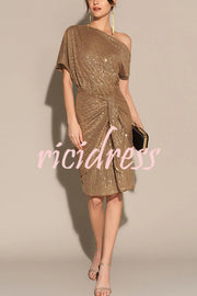 Solid Sequined Elegant Strappy Mini Dress