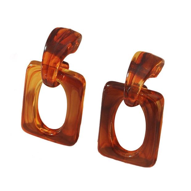 Vintage Amber C-shaped Resin Earrings