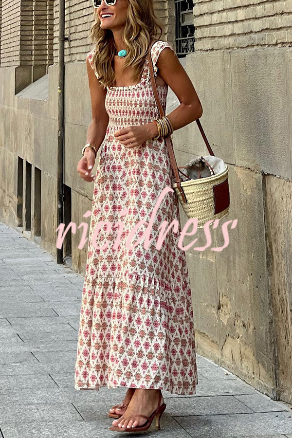 Must Be Love Ethnic Print Smocked Bust Maxi Dress
