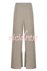 Solid Color Pocket Slit Loose Wide Leg Pants