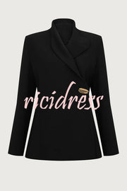 Exquisite and Fashionable Stand Lapel Neck Metal Button Long Sleeve Blazer