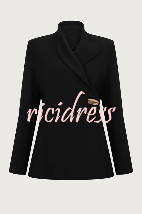 Exquisite and Fashionable Stand Lapel Neck Metal Button Long Sleeve Blazer