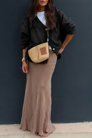 Solid Color V-Neck Button Casual Pocket Knit Cardigan