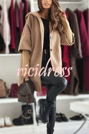 Solid Color Loose Pocket Hooded Long Sleeve Jacket