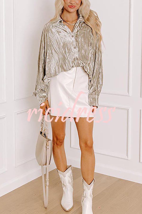 Solid Color Velvet Light-sensitive Drape Loose Shirt