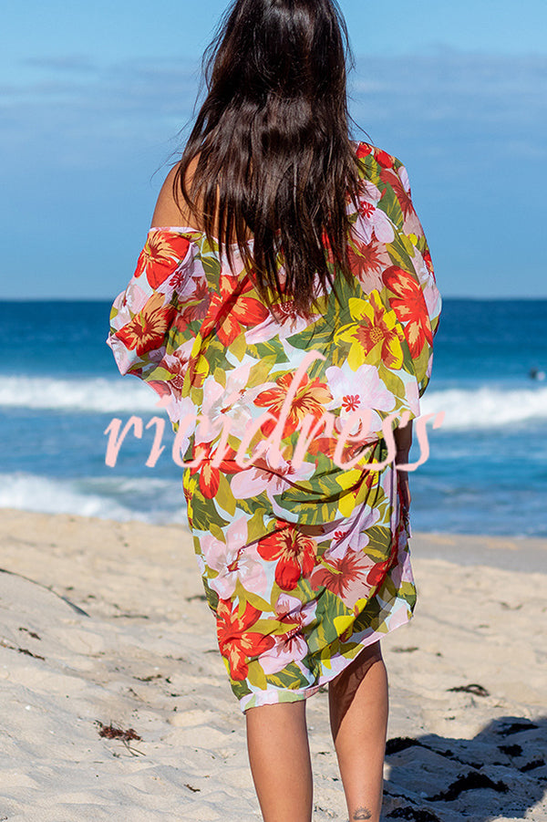 Floral Print Loose Fit Holiday Cover Up