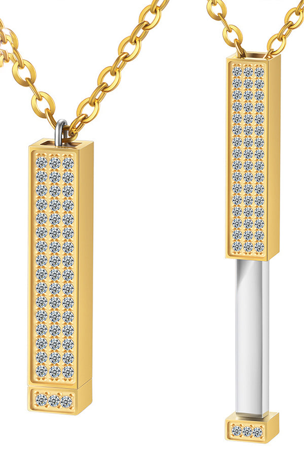 Stainless Steel Diamond Nesting Doll Retractable Three-dimensional Rod Necklace