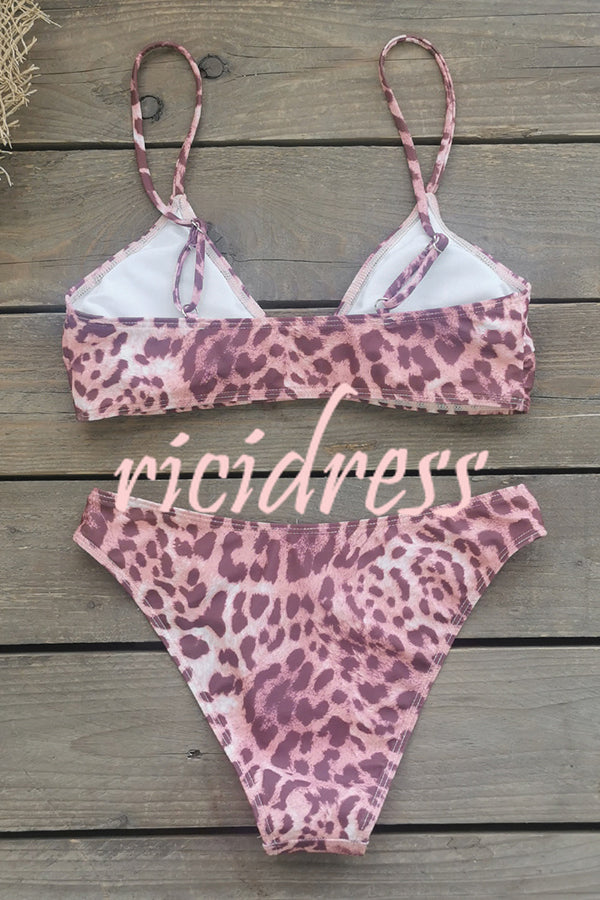 Leopard Print Sexy Stretch Two-piece Bikini Swimsuit