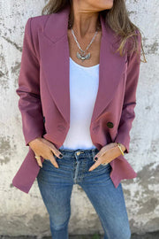 Solid Color Lapel Long Sleeve Pocket Blazer