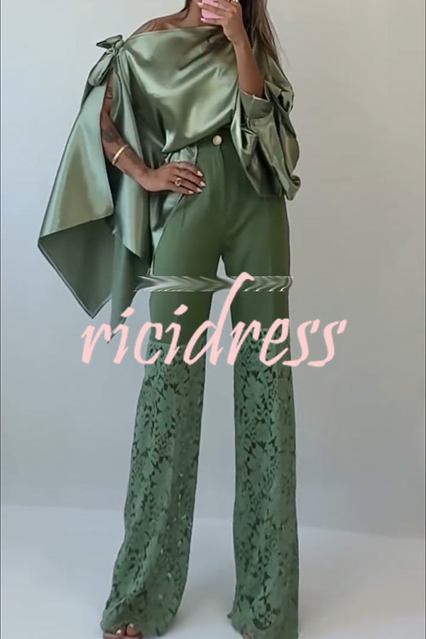 Chic Moment Floral Lace Patchwork High Rise Wide Leg Pants