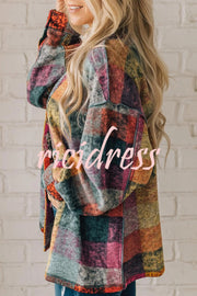Multicolor Brushed Check Western Button Jacket