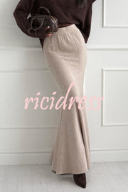 Caitlin Knit Stretch Fabric High Waist Fishtail Casual Maxi Skirt